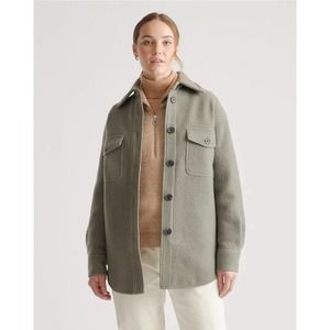 Quince 100% Merino Wool Shirt Jacket Olive Size Large Shacket Oversized